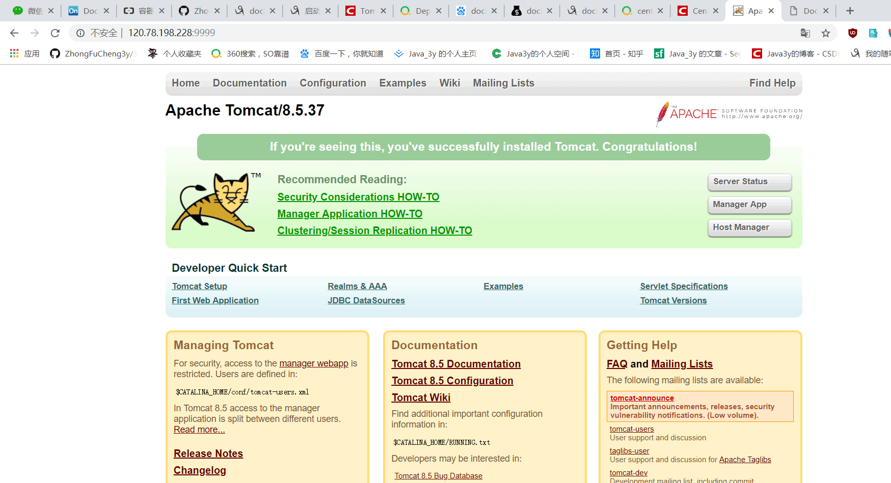 使用Docker容器成功启动Tomcat