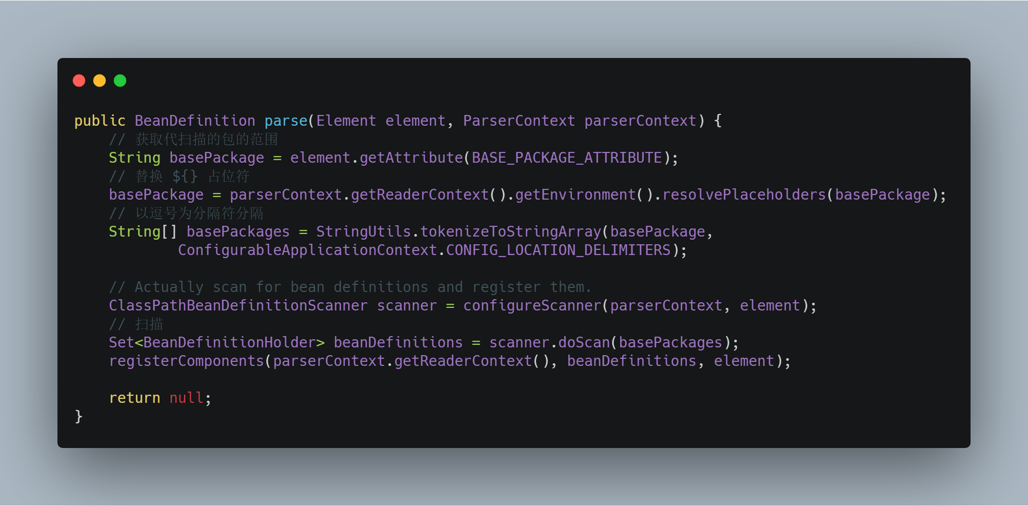 ComponentScanBeanDefinitionParser#parse