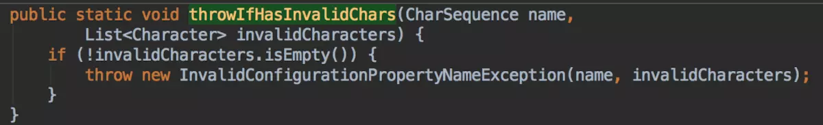 InvalidConfigurationPropertyNameException.throwIfHasInvalidChars方法