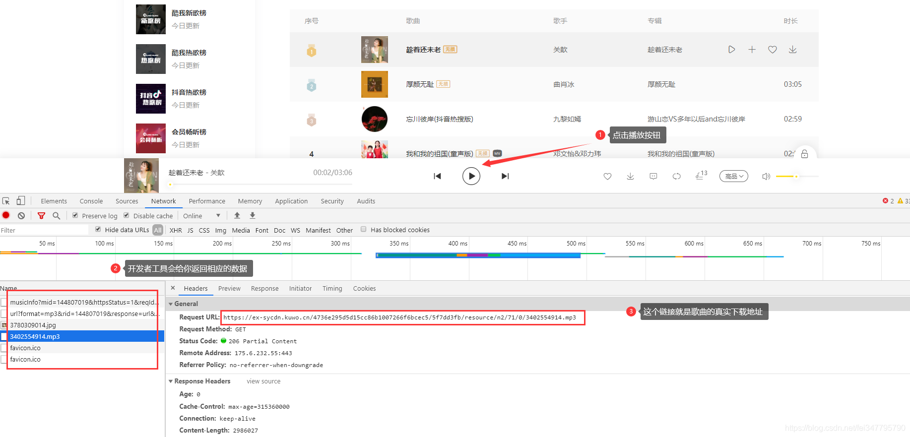 Python爬虫练习：爬取酷我音乐歌曲