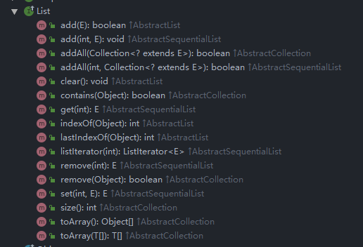 LinkedList中List体系下的方法