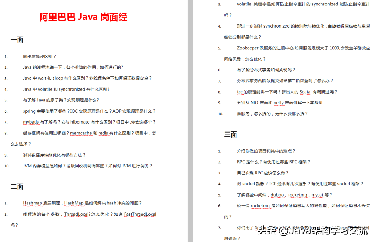 阿里大牛自己记录整理的一线互联网公司面试（阿里、网易、字节）
